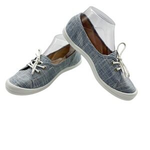 Roxy‎ Avalon Blue White Stripe Canvas Lace Up Sneakers Shoes 7.5 NIB